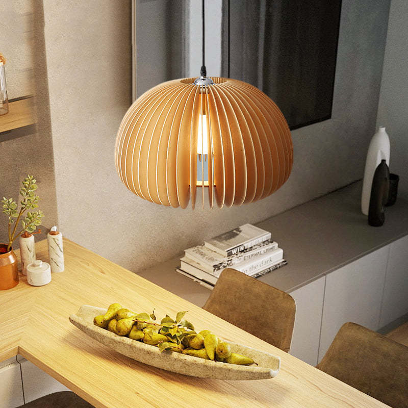 Muto Pumpkin Pendant Light, Wood - Neutral Decor
