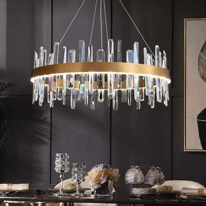 Kristy Modern Crystal Ring Chandelier Black&Gold - Neutral Decor