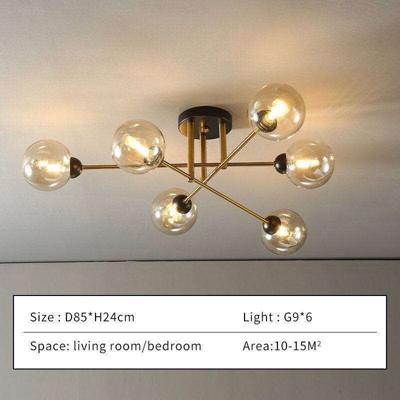 Valentina Industrial Glass Globe Chandelier LED, 6 Style - Neutral Decor