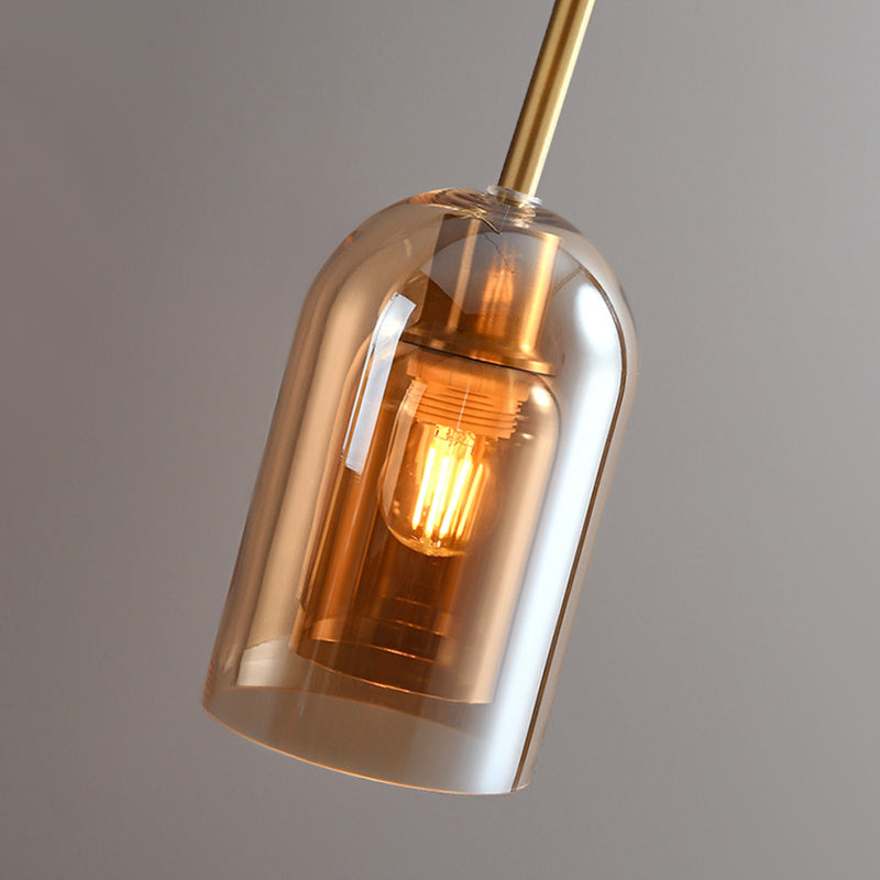 Valentina Modern Cylinder Semi-Flush Mount Clear Glass Ceiling Light, Cognac/Grey - Neutral Decor