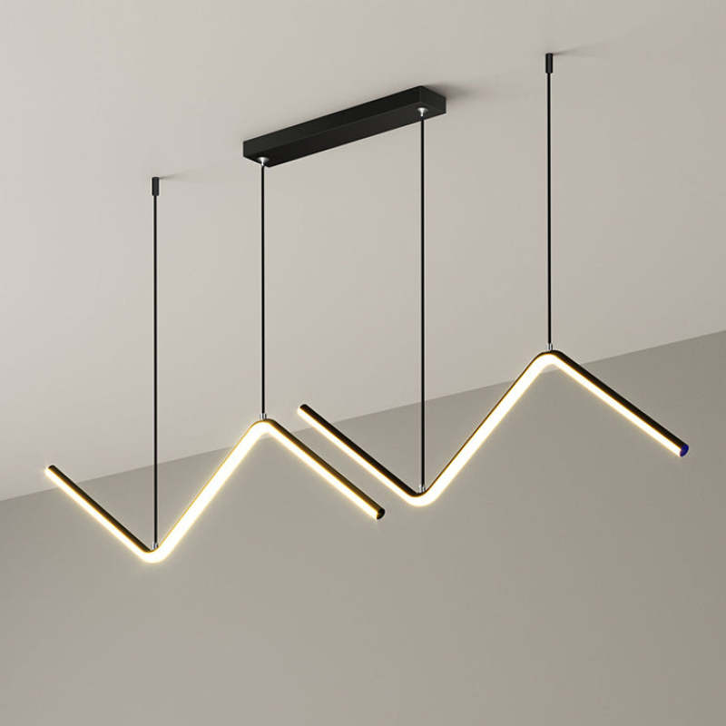Arisha Modern Wavy linear Pendant Light Double, Black/Gold - Neutral Decor