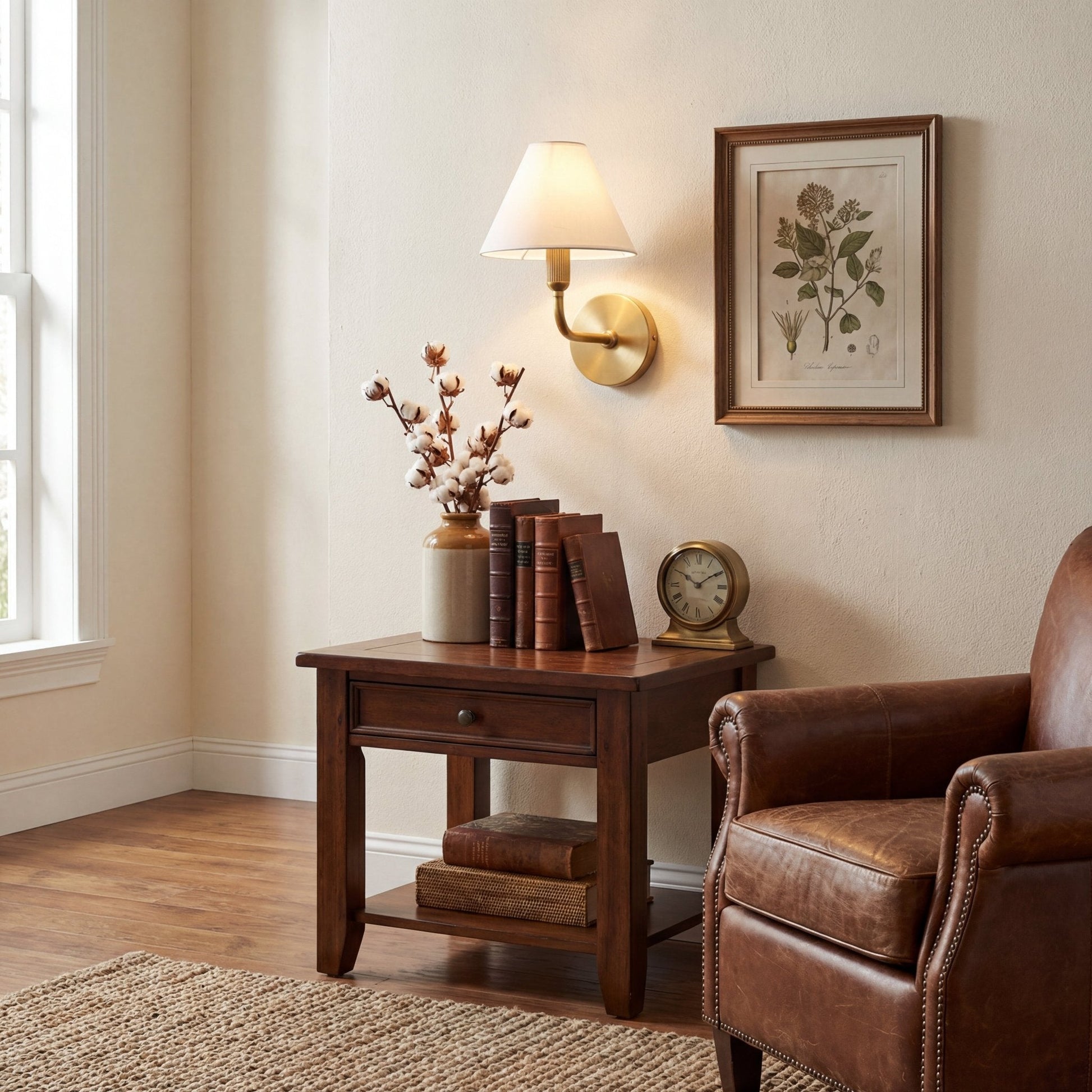 Clara Brass Wall Sconce-Neutral Decor