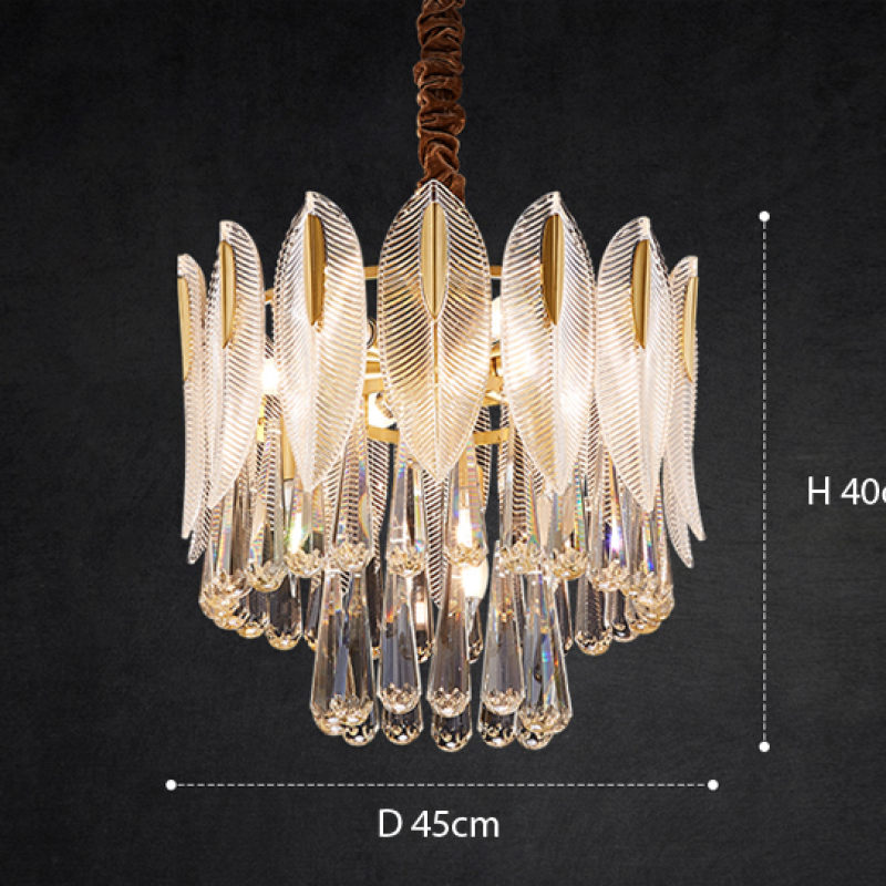 Arisha Luxury Feather Crystal Chandelier, Living Room - Neutral Decor
