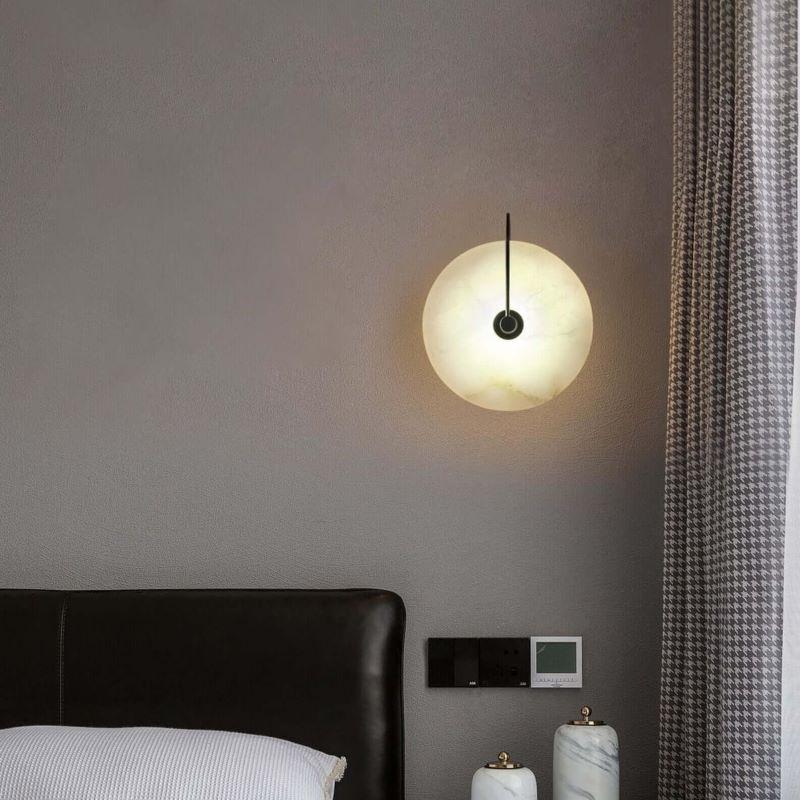 Arisha Round Bedside Wall Light, Artificial Marble, Gold & Black - Neutral Decor