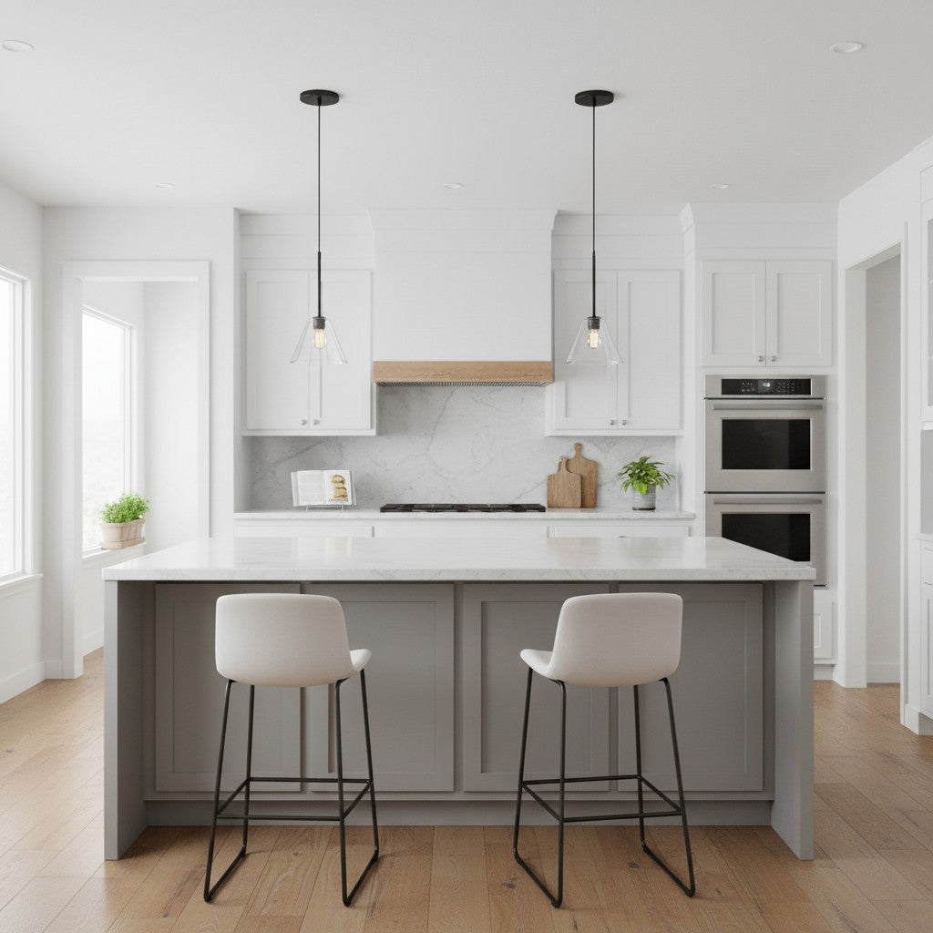 Cone Milk Clear Glass Cone Pendant Light for Kitchen-Neutral Decor