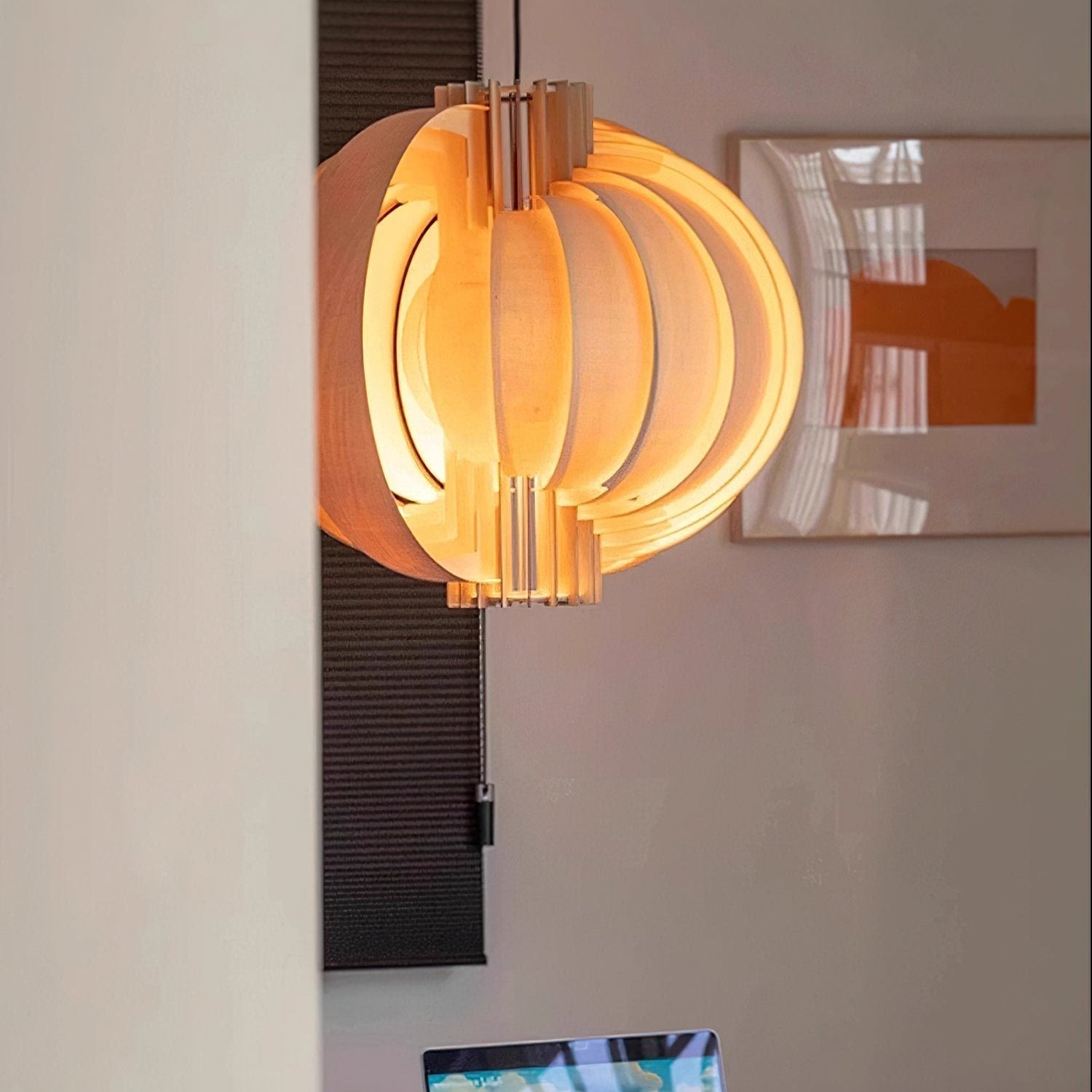 Ivraeus Premium Elegance Ring Wood Pendant Light-Neutral Decor
