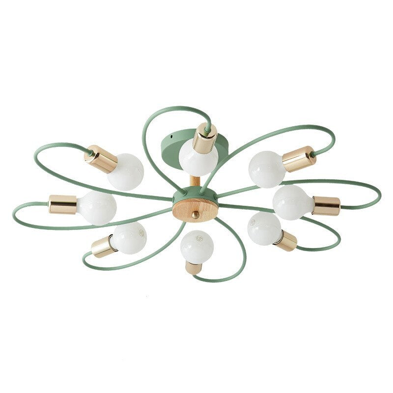 Arisha Elegant Metal/Glass Flush Mount Ceiling Light, Grey/Green - Neutral Decor