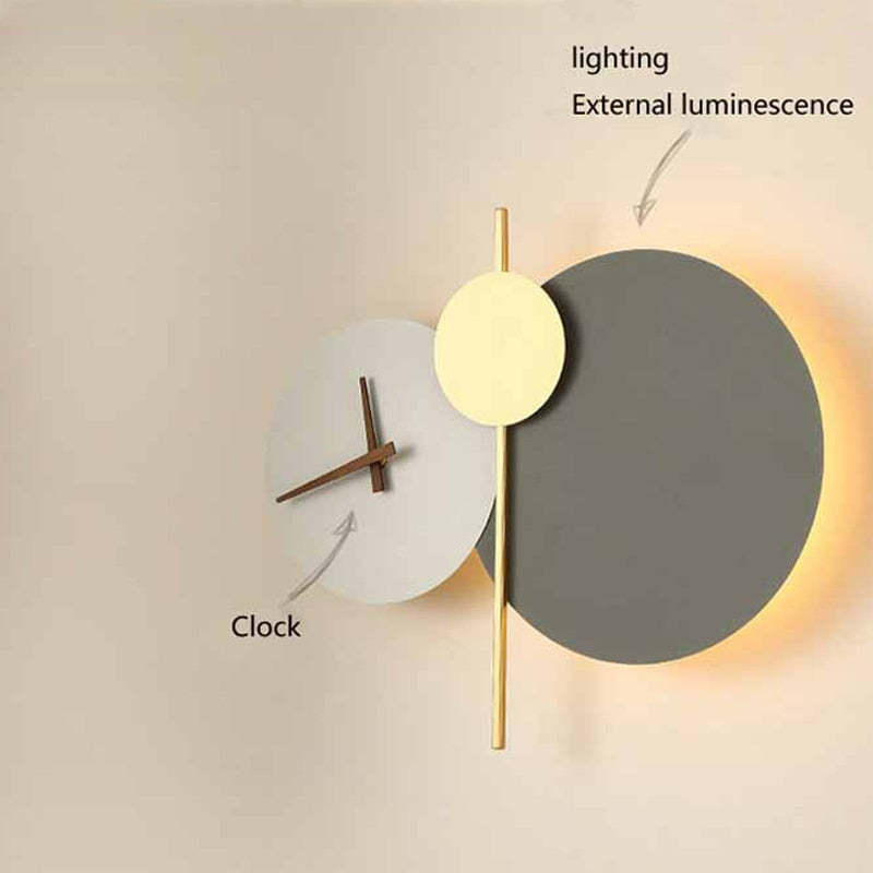 Arisha Modern Clock Metal Painted Wall Light LED Light Bedroom - Neutral Decor