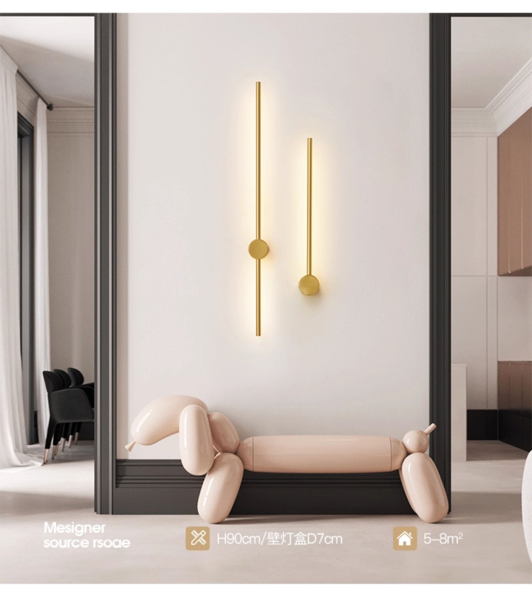 Nestx Brass Rod Minimalism Wall Lamp-Neutral Decor