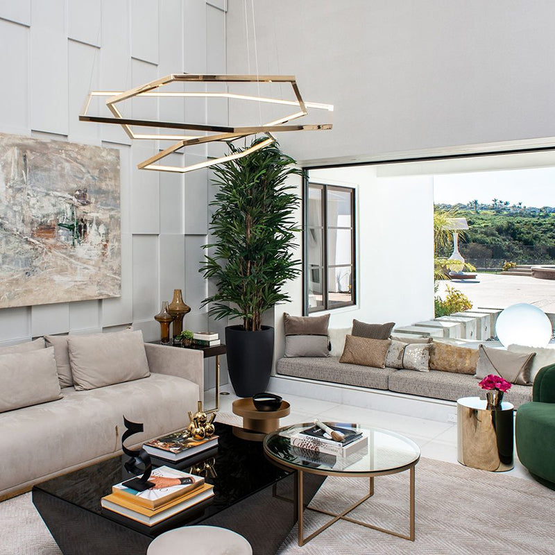 Arisha Minimalist Geomatic Metal Pendant Light, Gold, DIY - Neutral Decor