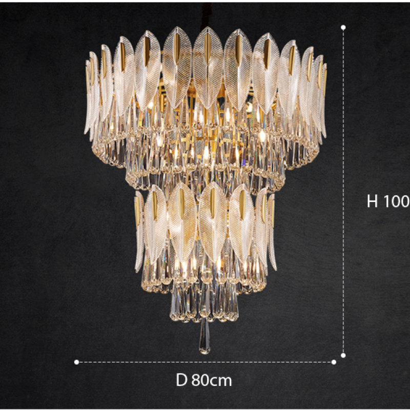 Arisha Luxury Feather Crystal Chandelier, Living Room - Neutral Decor