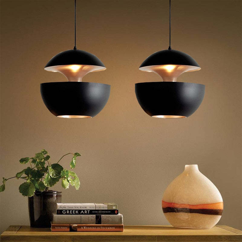 Arisha Metal Modern Pendant Light, Black / White - Neutral Decor