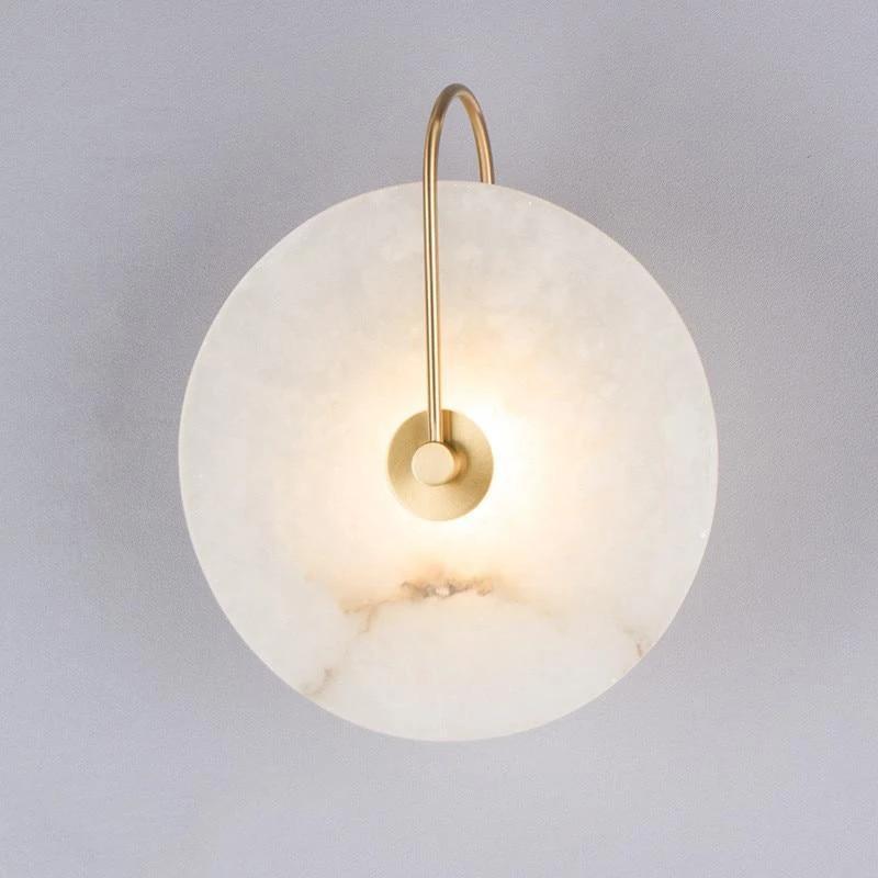Arisha Round Bedside Wall Light, Artificial Marble, Gold & Black - Neutral Decor