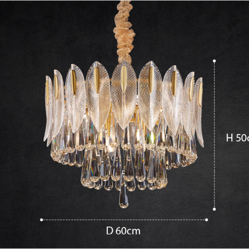 Arisha Luxury Feather Crystal Chandelier, Living Room - Neutral Decor