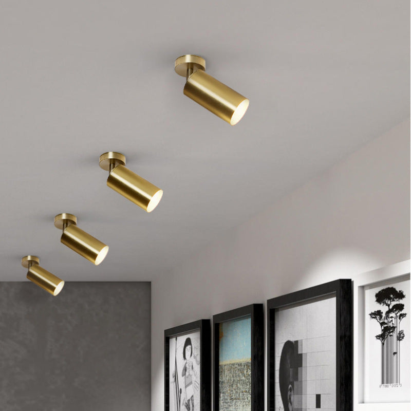 Aria Moderno Gold Cylinder Spotlight Background Flush Mount Ceiling Light, Metal - Neutral Decor