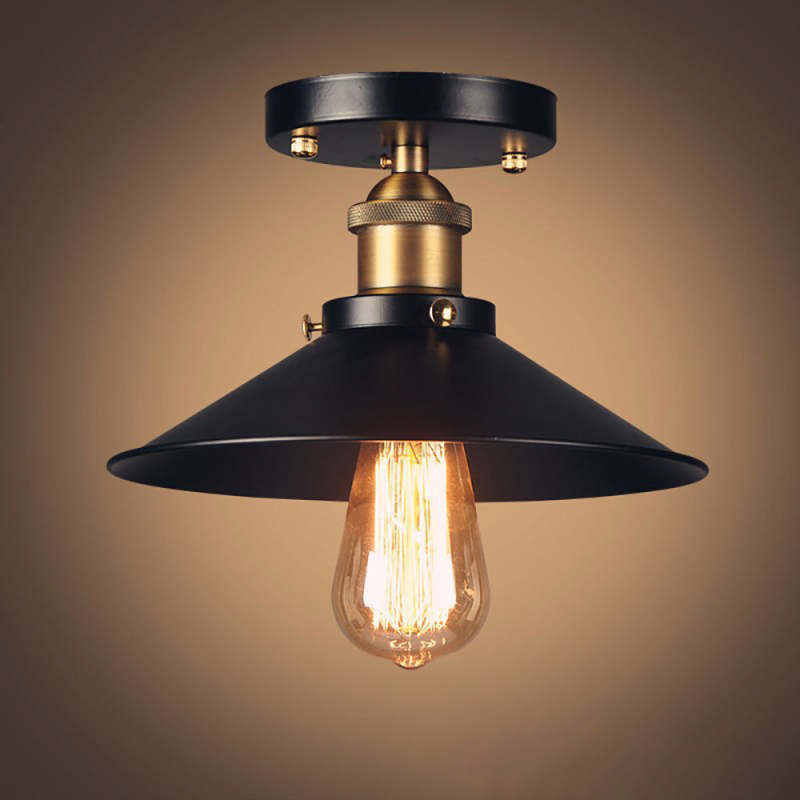 Austin Industrial Cone Metal Ceiling Light, Black - Neutral Decor