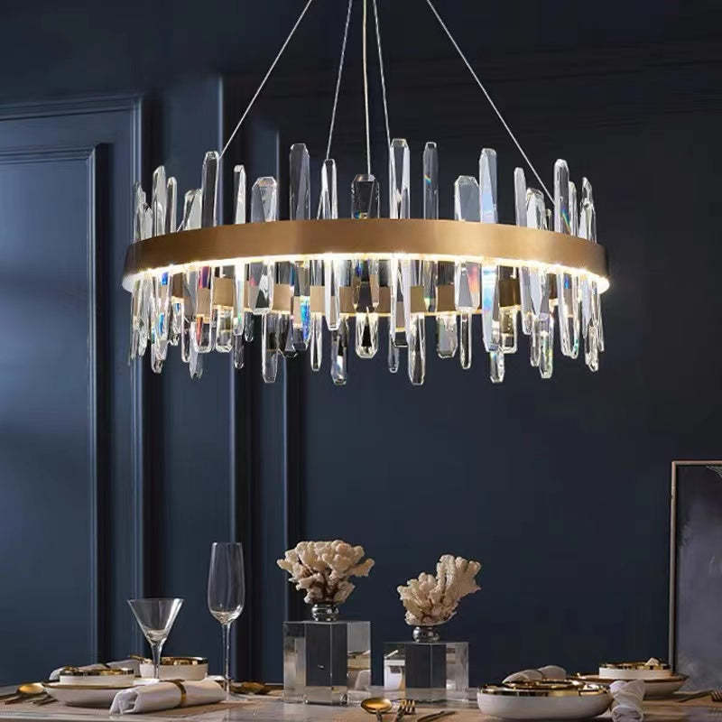 Kristy Modern Crystal Ring Chandelier Black&Gold - Neutral Decor