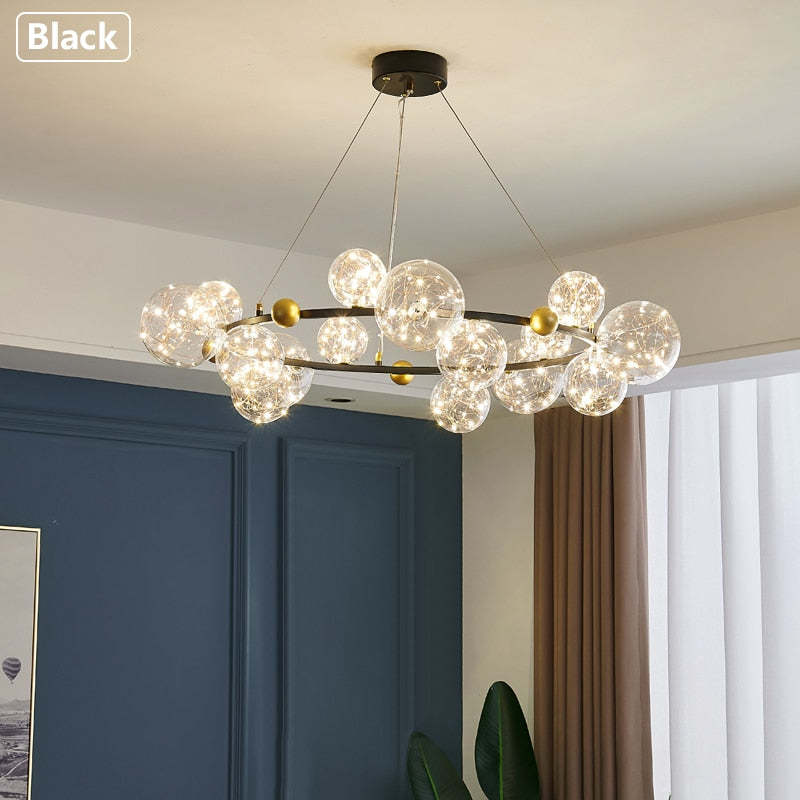 Valentina Art Deco Luminous Sphere Cluster Glass Pendant Light - Neutral Decor