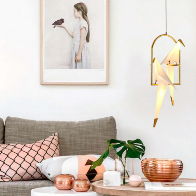 Arisha Modern Nordic Post Modern Bird Pendant Light, White/Clear - Neutral Decor