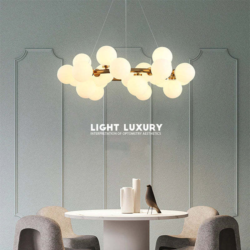 Valentina Bass Glass Bubble Golden Chandelier - Neutral Decor