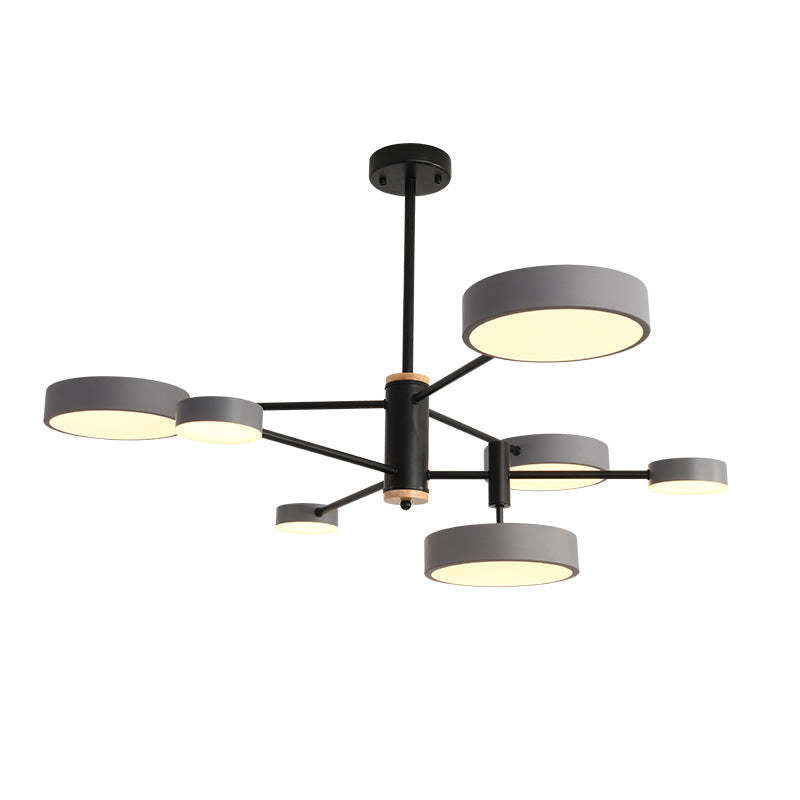 Arisha Pendant Light LED, Metal & Wood, Grey/White/Gold - Neutral Decor