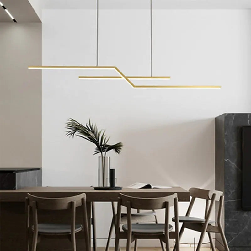 Arisha Parallel Fold Linear Pendant Light, Black/Gold, Living Room - Neutral Decor