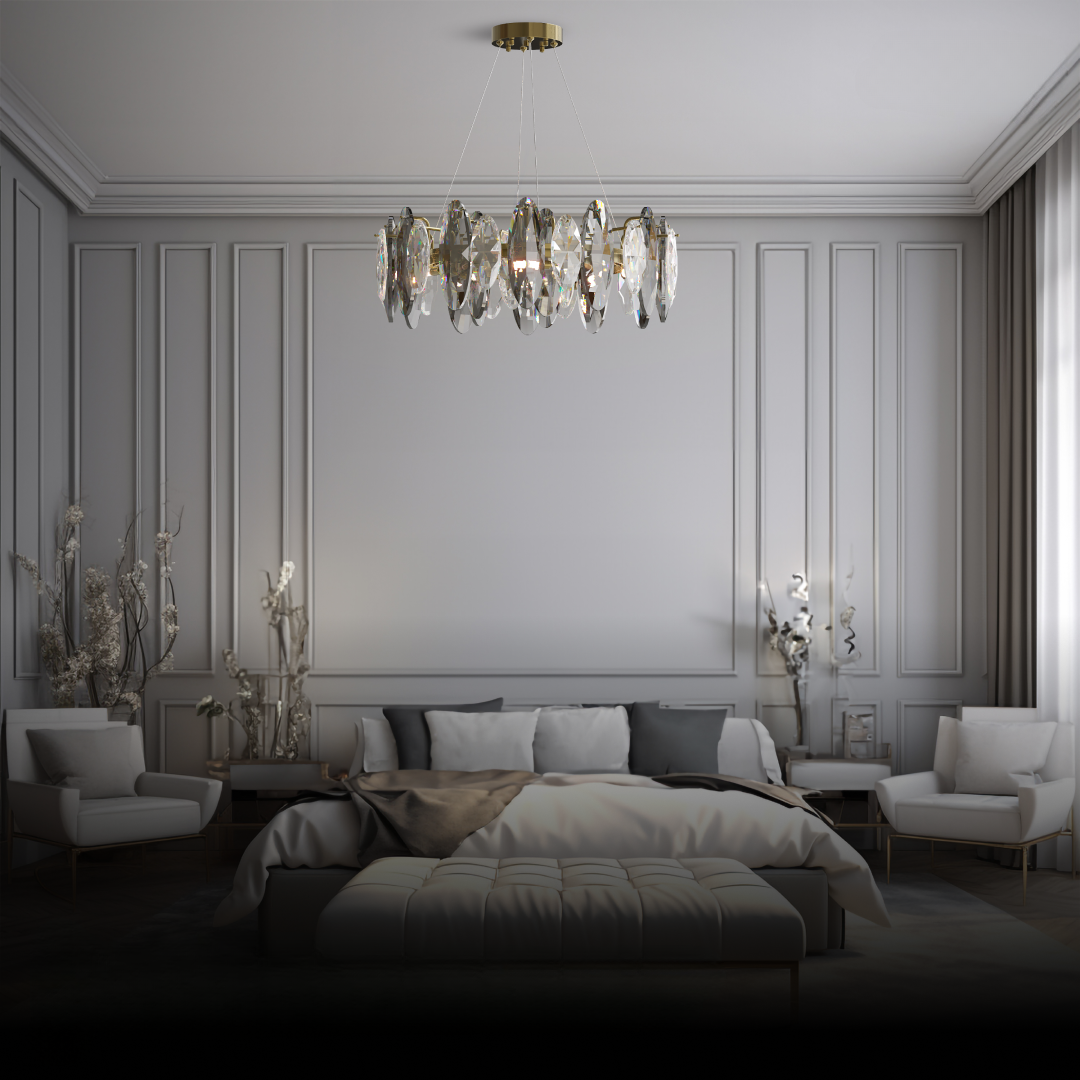 Kristy Crystal Chandelier LED Elliptical Glass/Metal Gold Living Room - Neutral Decor