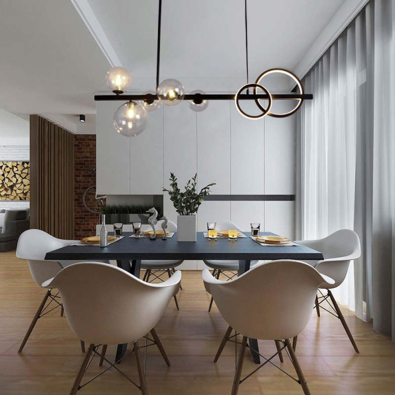 Arisha Pendant Light Bubble Circle Modern Black/Gold, Bedroom - Neutral Decor