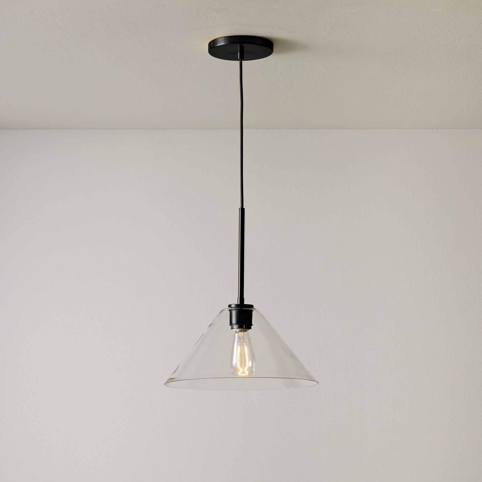 Cone Milk Clear Glass Cone Pendant Light for Kitchen-Neutral Decor