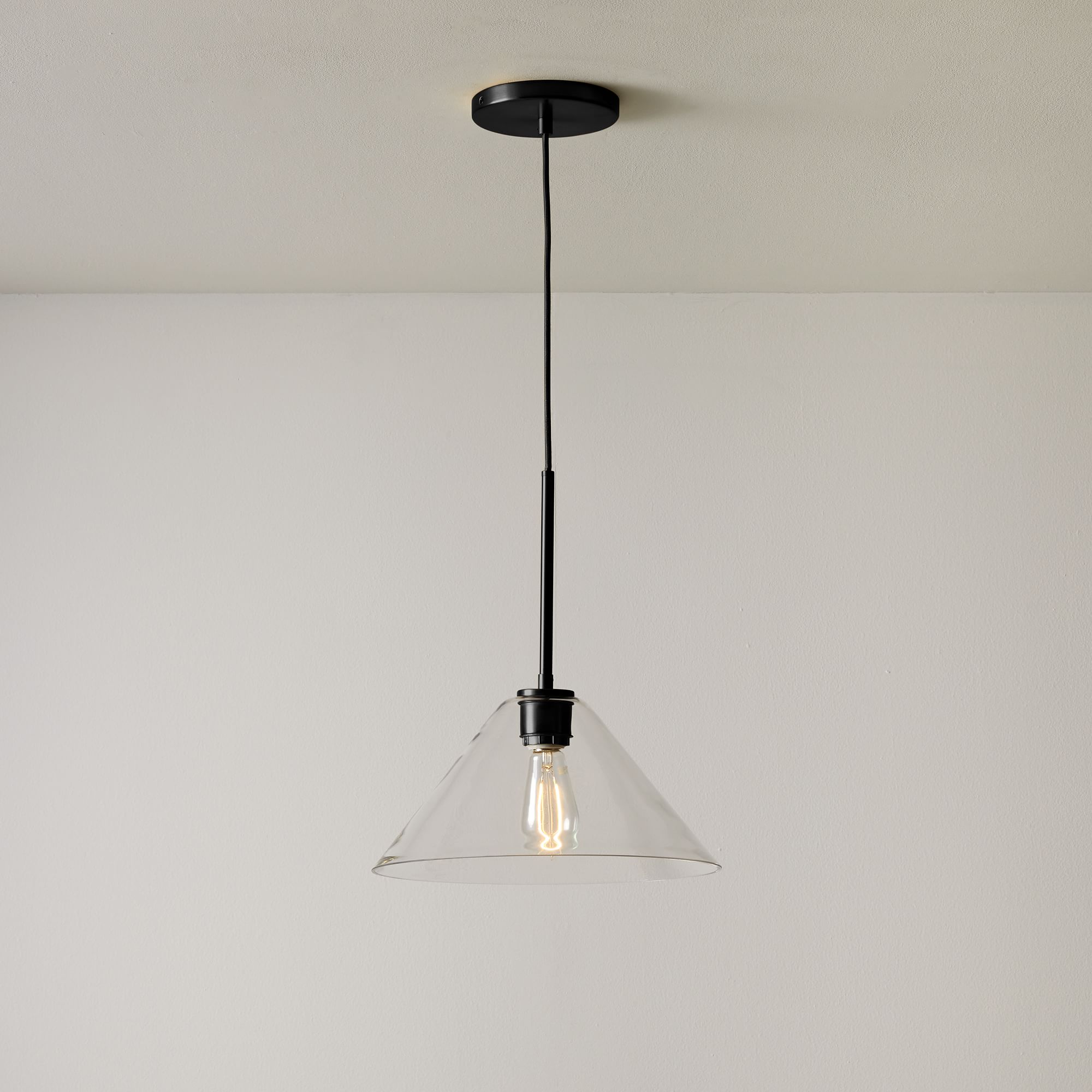 Cone Milk Clear Glass Cone Pendant Light for Kitchen-Neutral Decor