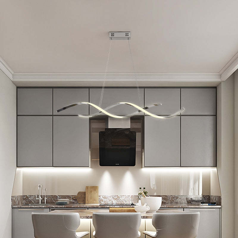 Arisha Modern Wavy Metal/Acrylic Pendant Light, Chrome/Gold - Neutral Decor