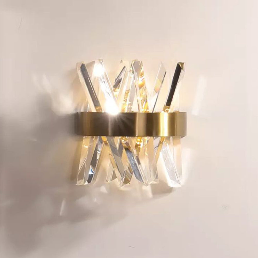 Kristy Decorative Geometric Crystal/Metal Wall Lamp, Gold - Neutral Decor