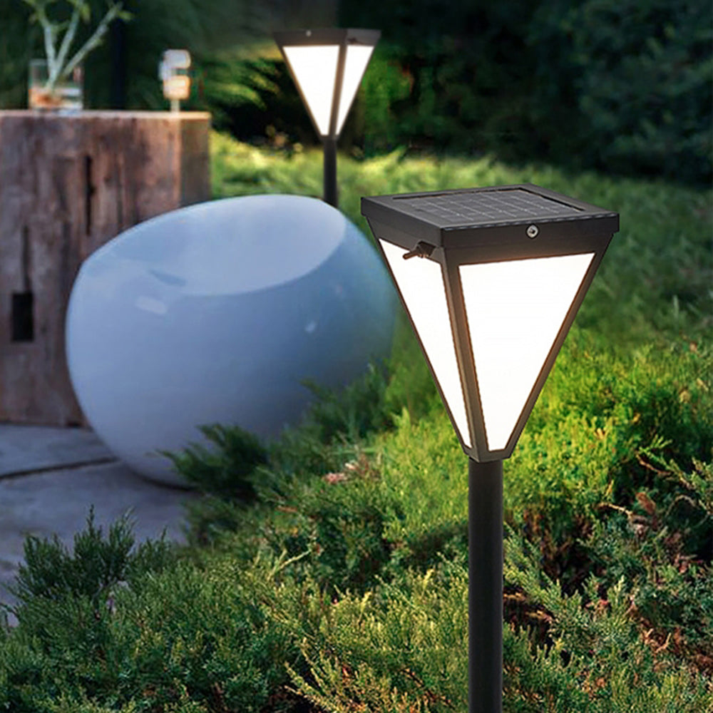 Ray Modern Metal Tapered Solar Outdoor Path Light, Black - Neutral Decor