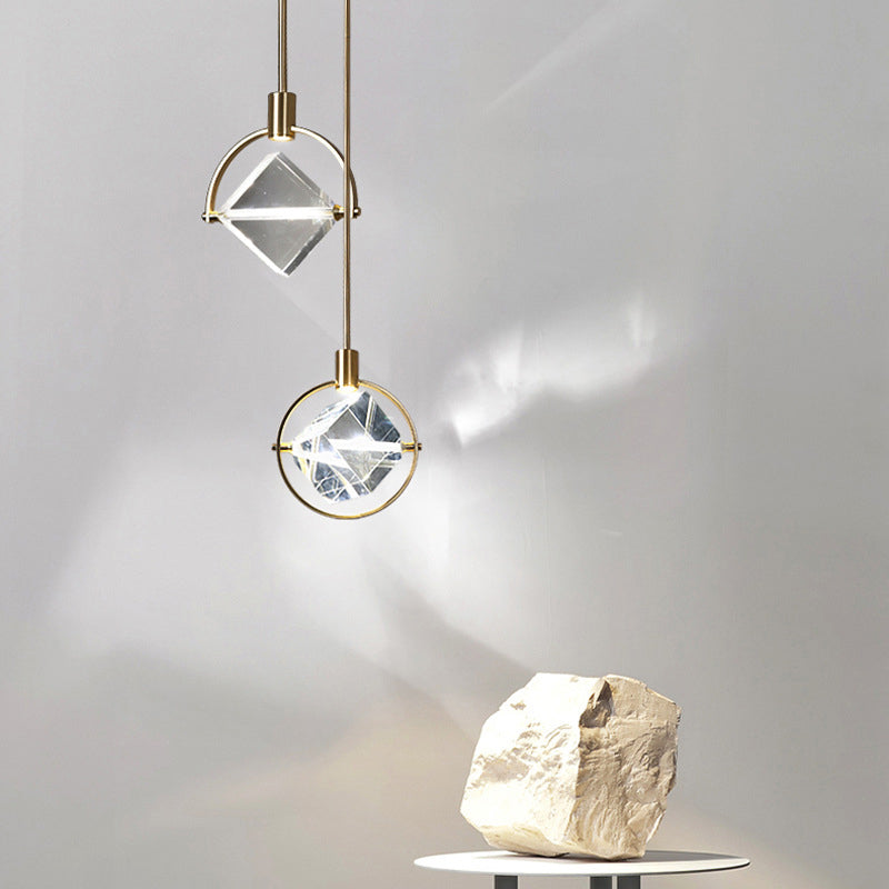 Kristy Modern Luxury Geometry Metal/Crystal Pendant Light, Gold - Neutral Decor