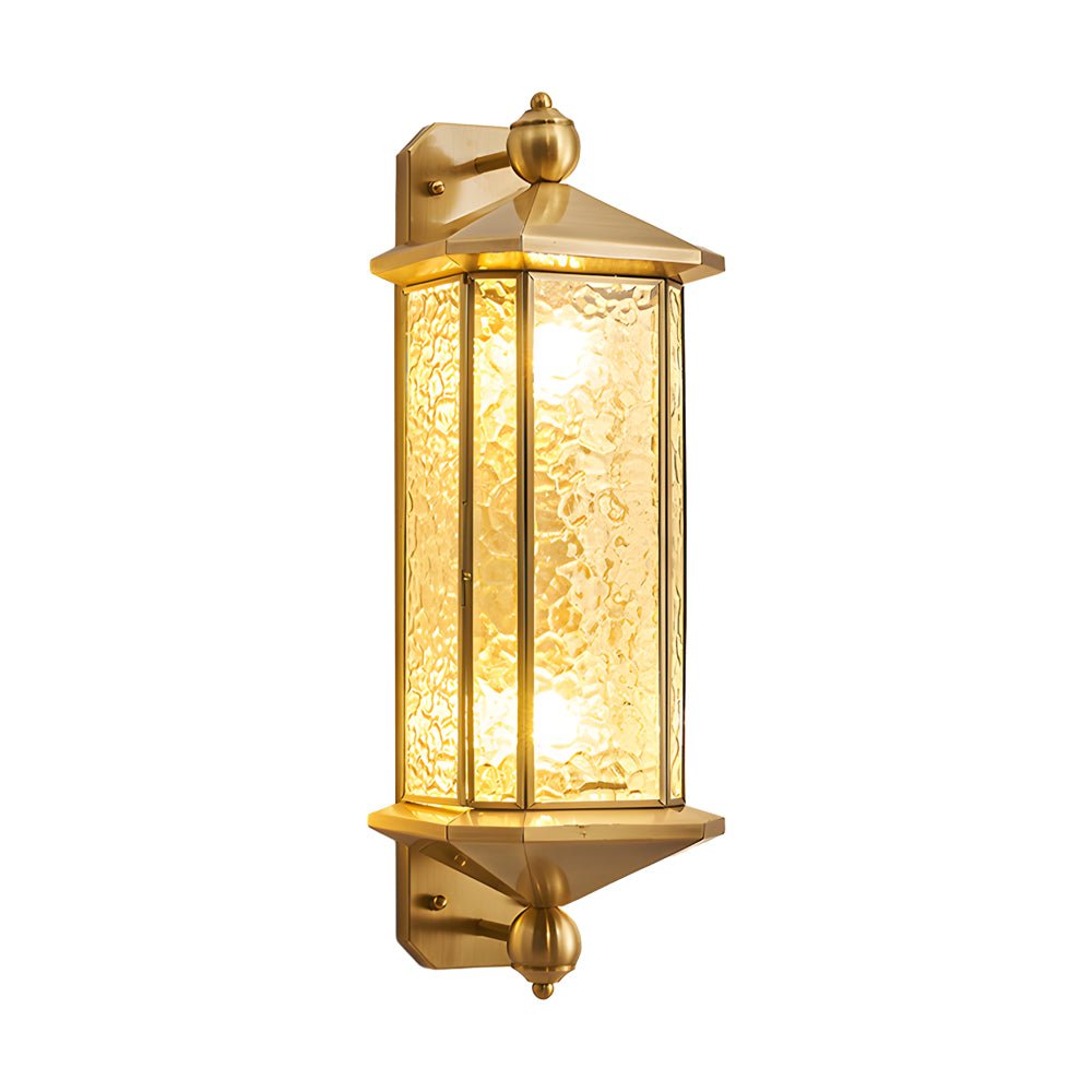 Rosalind Elegant Brass Glass Copper Outdoor Wall Light