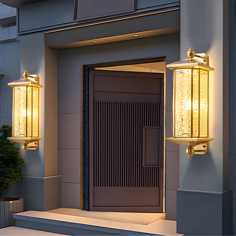 Rosalind Elegant Brass Glass Copper Outdoor Wall Light