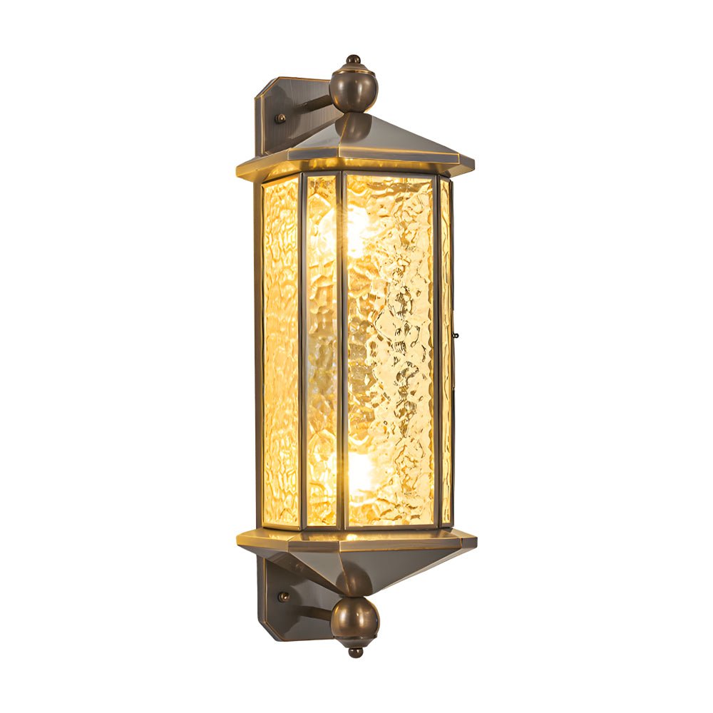 Rosalind Elegant Brass Glass Copper Outdoor Wall Light