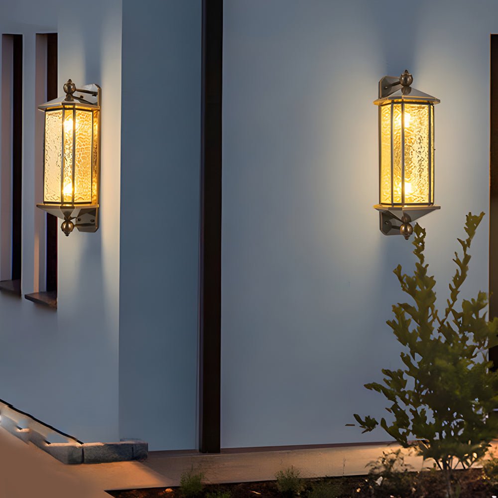 Rosalind Elegant Brass Glass Copper Outdoor Wall Light