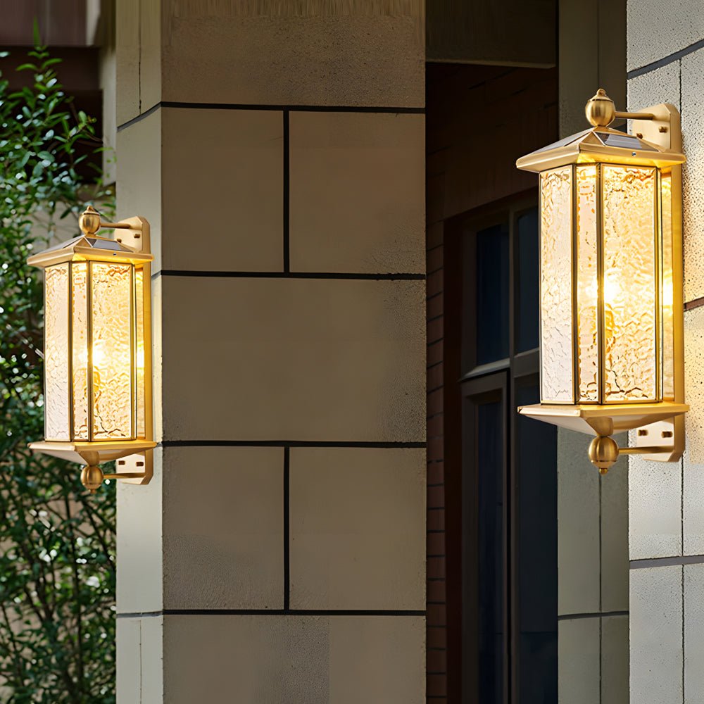Rosalind Elegant Brass Glass Copper Outdoor Wall Light