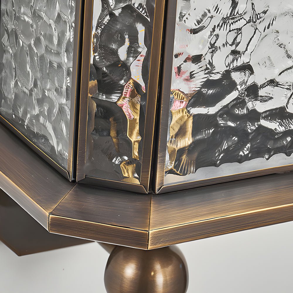 Rosalind Elegant Brass Glass Copper Outdoor Wall Light