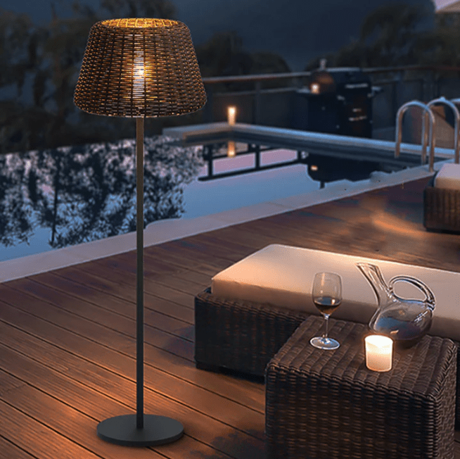 Jocelyn Elegant Rattan Outdoor Floor Lamp Pendant Light