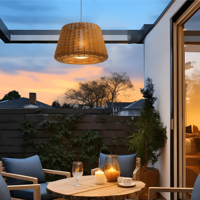 Jocelyn Elegant Rattan Outdoor Floor Lamp Pendant Light