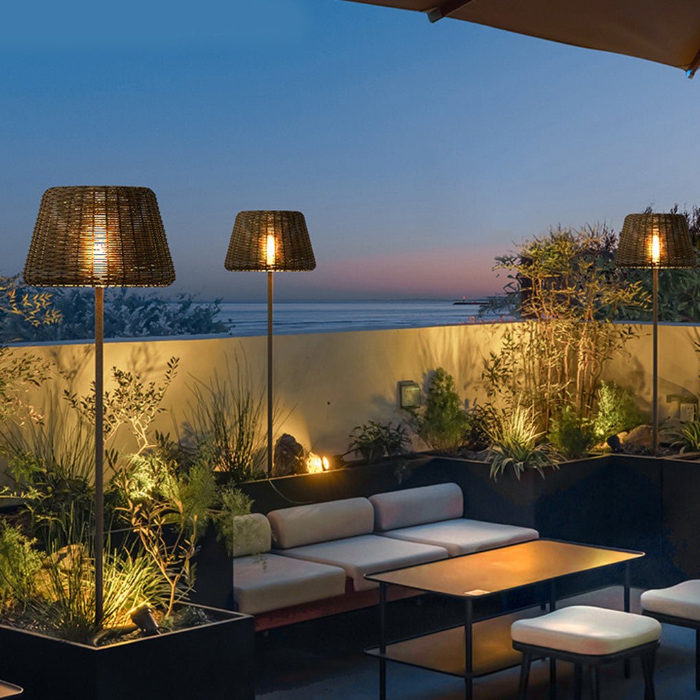 Jocelyn Elegant Rattan Outdoor Floor Lamp Pendant Light