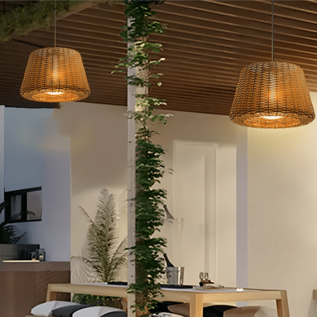 Jocelyn Elegant Rattan Outdoor Floor Lamp Pendant Light