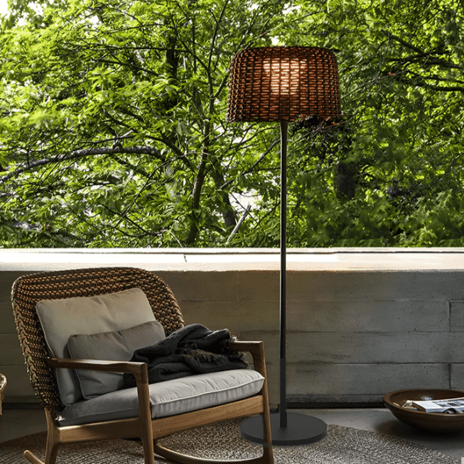 Jocelyn Elegant Rattan Outdoor Floor Lamp Pendant Light