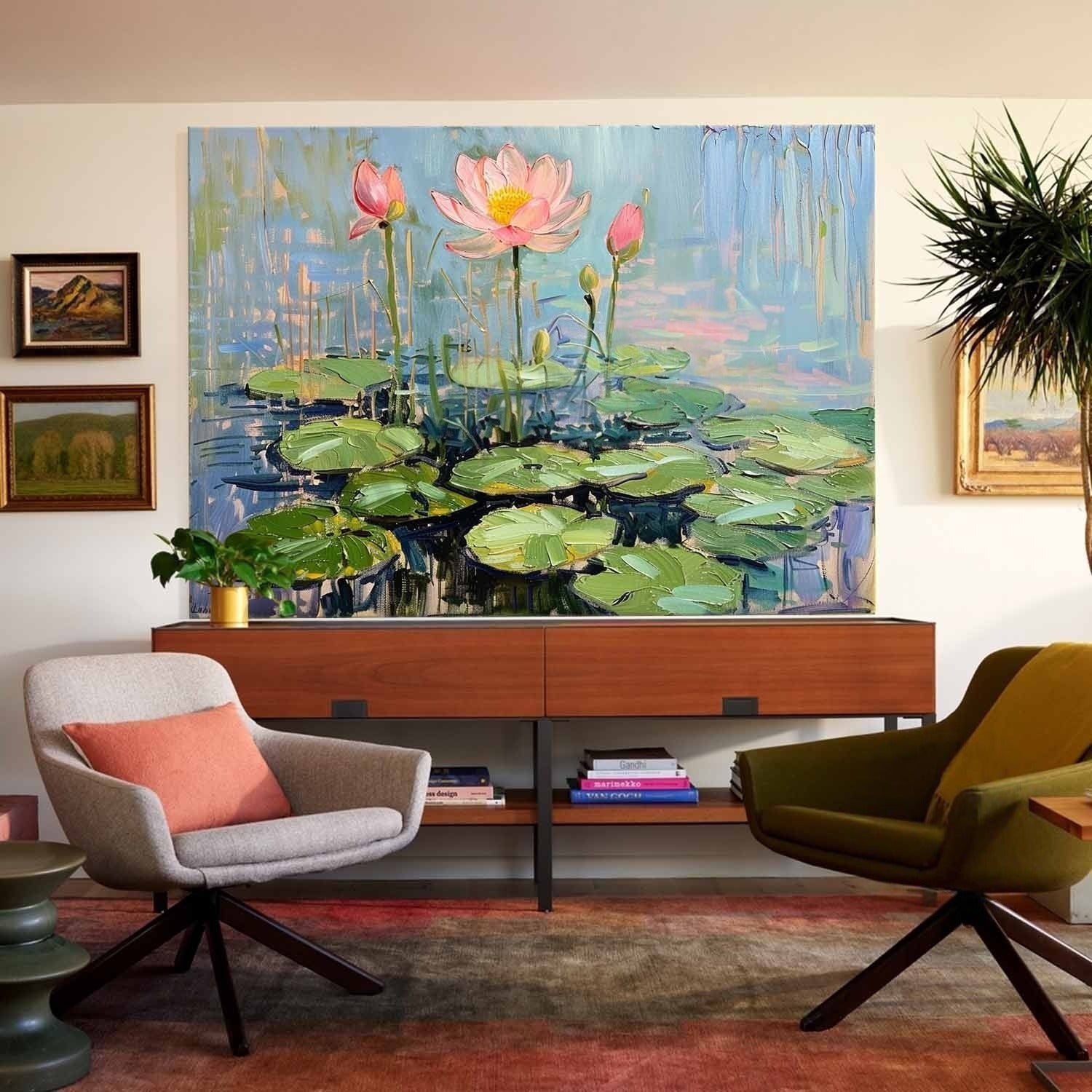 Wall Art Horizontal Blooming Lotus Pond - Neutralighting