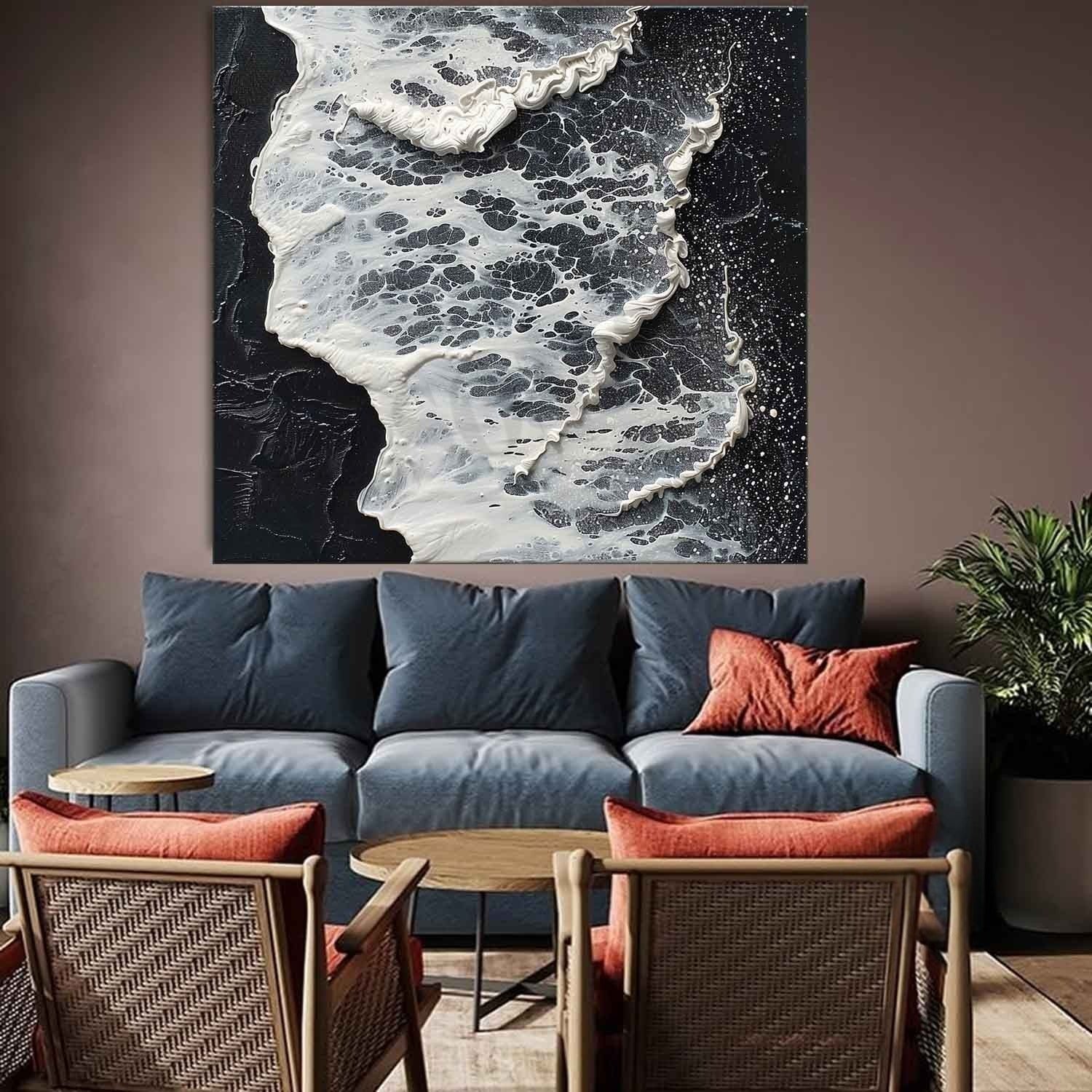 Wall Art Monochrome Ocean Foam - Neutralighting