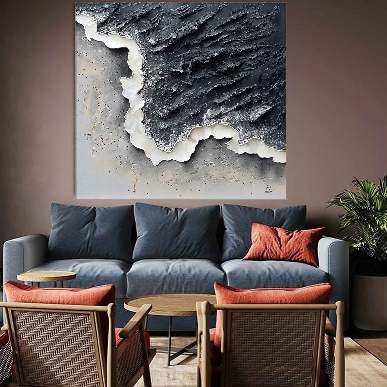 Wall Art Monochrome Coastal Wave - Neutralighting