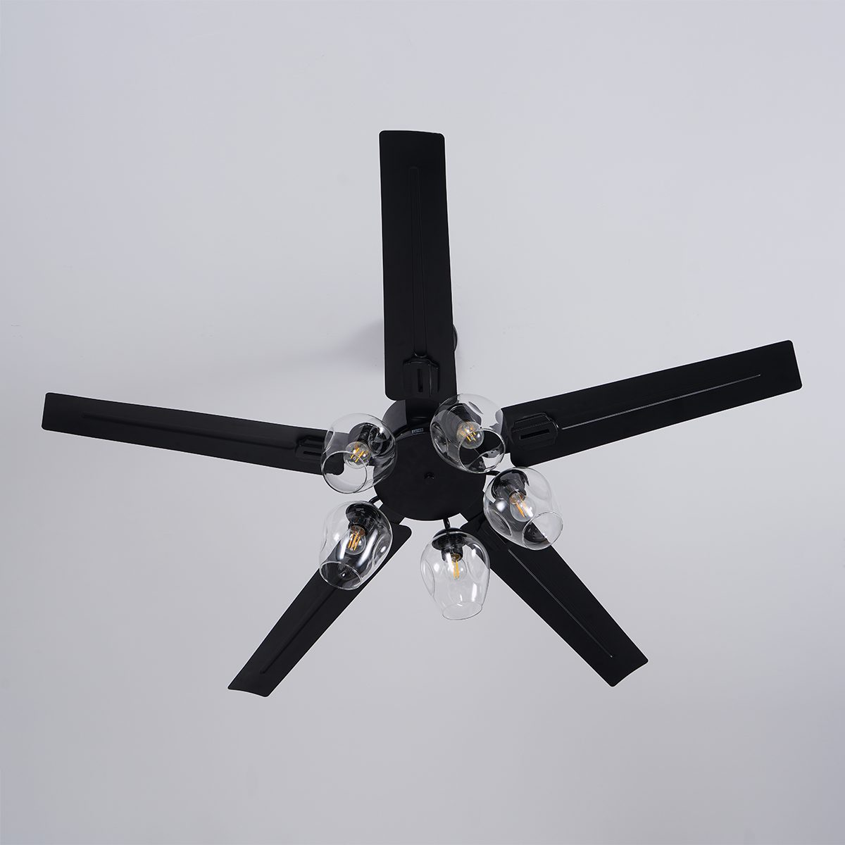 Zazoren Vintage Black Glass Ceiling Fan Light-Neutral Decor