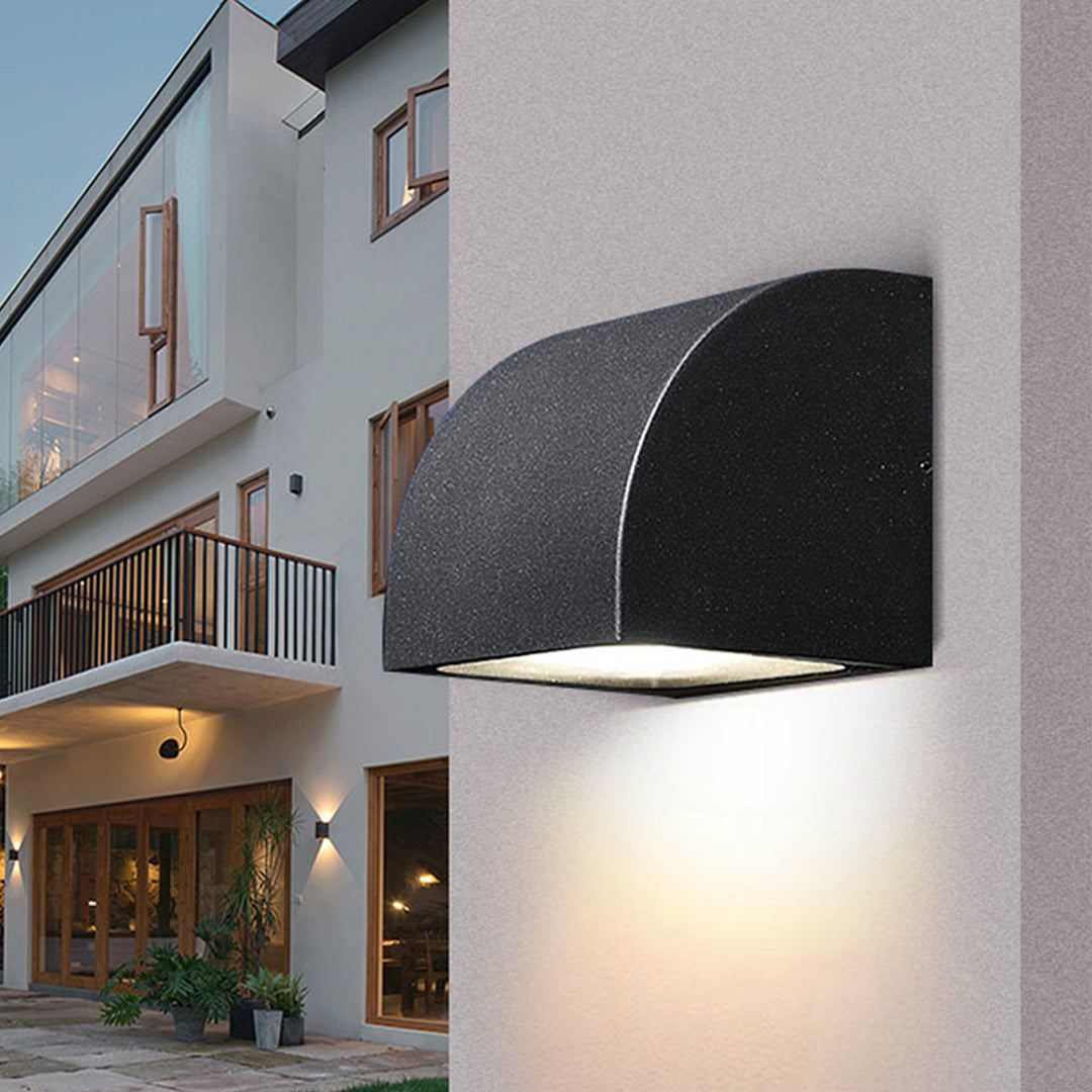 Harlan Industrial Minimalist Glass Outdoor Wall Light